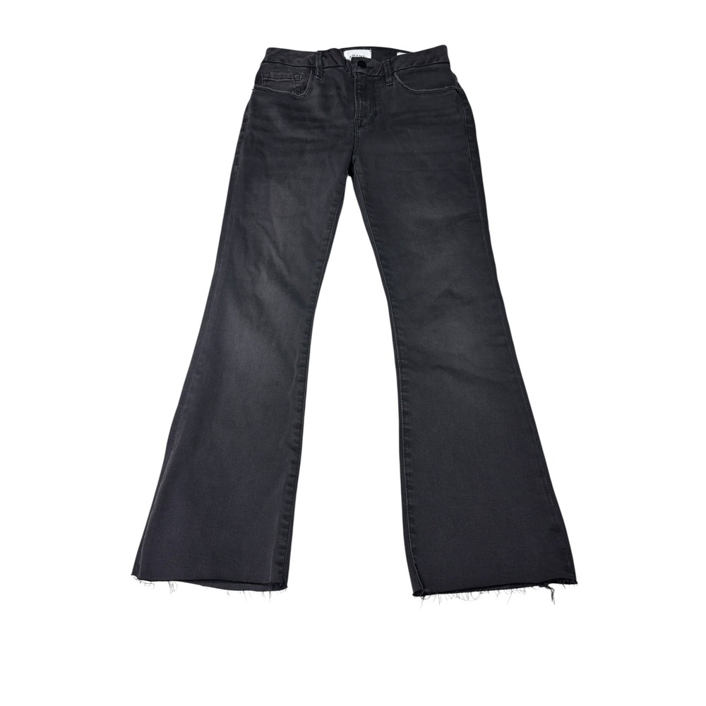 FRAME Le Crop Mini‎ Boot Jeans Kerry Black Grey Raw Hem  Womens Size 27X27